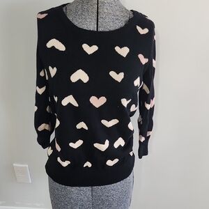 Heart Pattern Black and Pink Sweater